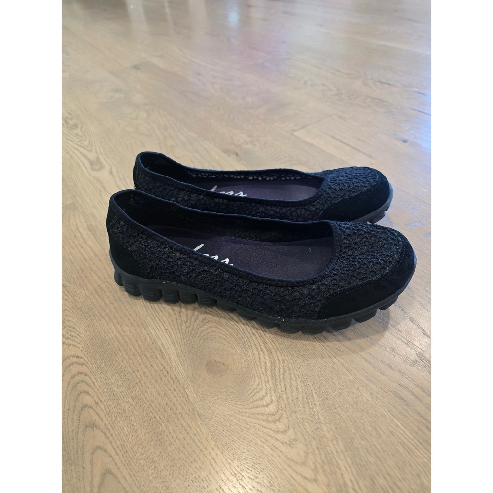 Skechers EZ Flex 2 Fascination Black Crochet Memory Foam Flats 22625 Womens 7
